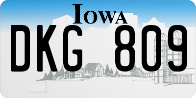 IA license plate DKG809