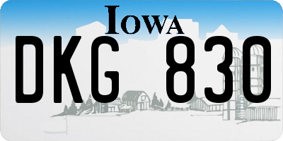 IA license plate DKG830