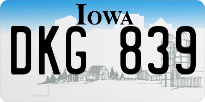 IA license plate DKG839