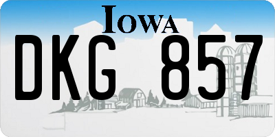 IA license plate DKG857