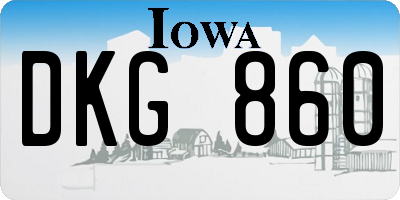 IA license plate DKG860