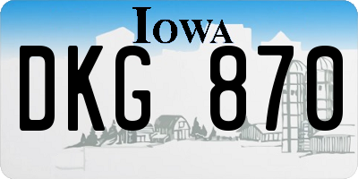 IA license plate DKG870