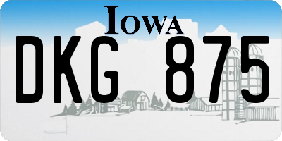 IA license plate DKG875