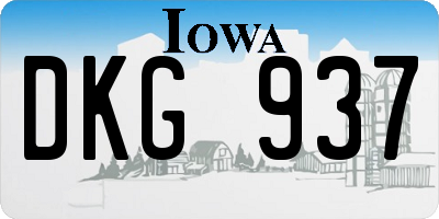 IA license plate DKG937