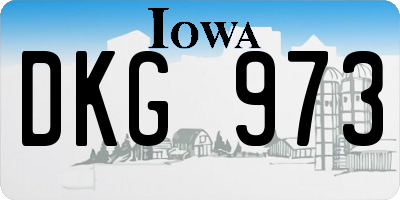 IA license plate DKG973