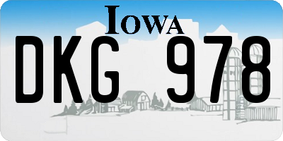 IA license plate DKG978