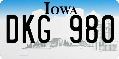 IA license plate DKG980