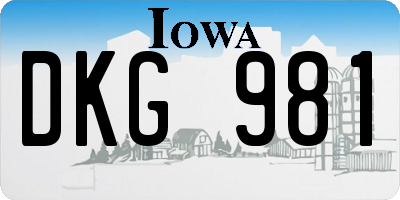 IA license plate DKG981