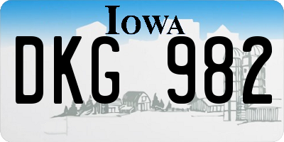 IA license plate DKG982