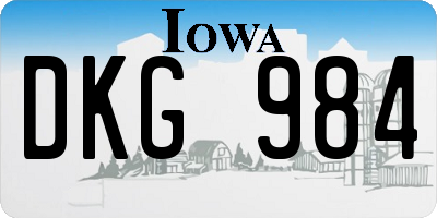 IA license plate DKG984