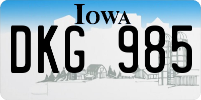 IA license plate DKG985