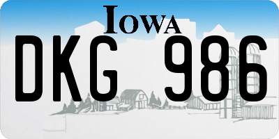 IA license plate DKG986
