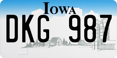 IA license plate DKG987