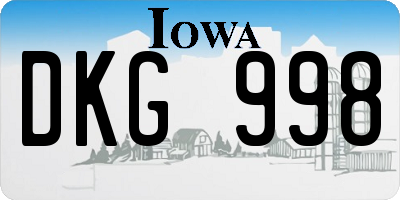 IA license plate DKG998