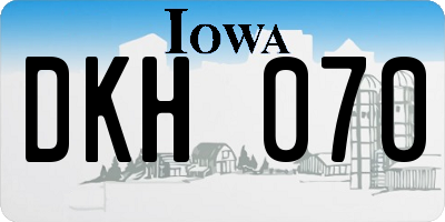 IA license plate DKH070
