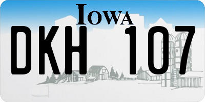 IA license plate DKH107