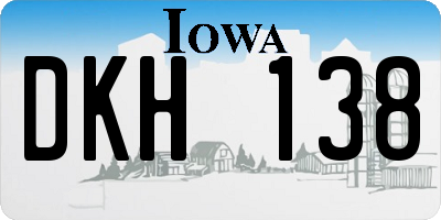 IA license plate DKH138