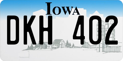 IA license plate DKH402