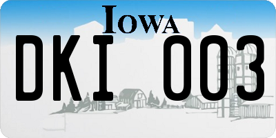 IA license plate DKI003