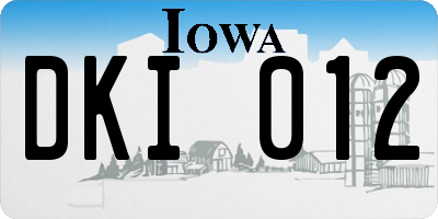 IA license plate DKI012