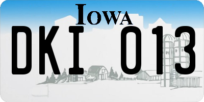 IA license plate DKI013
