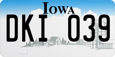 IA license plate DKI039