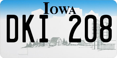 IA license plate DKI208