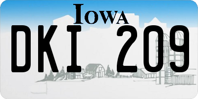 IA license plate DKI209