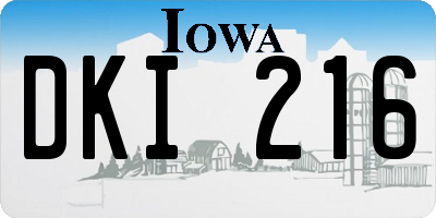 IA license plate DKI216