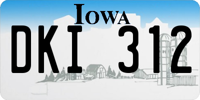 IA license plate DKI312