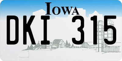 IA license plate DKI315
