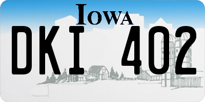 IA license plate DKI402