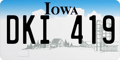 IA license plate DKI419
