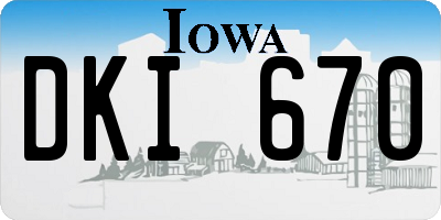 IA license plate DKI670