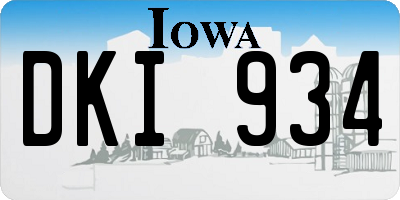 IA license plate DKI934