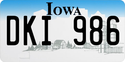 IA license plate DKI986