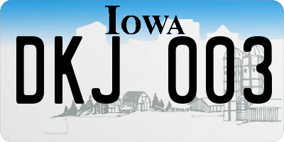 IA license plate DKJ003