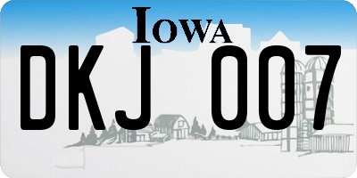 IA license plate DKJ007