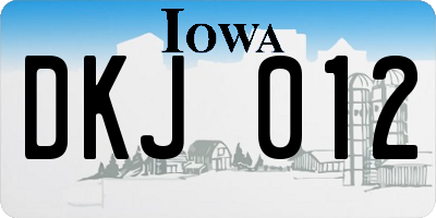 IA license plate DKJ012