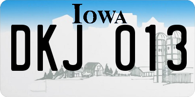 IA license plate DKJ013