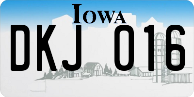 IA license plate DKJ016