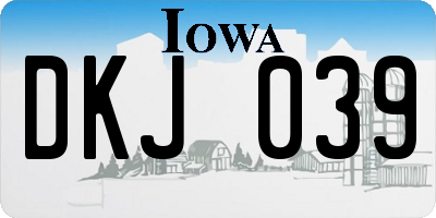 IA license plate DKJ039