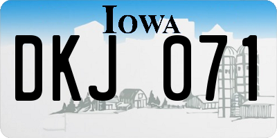 IA license plate DKJ071