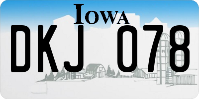 IA license plate DKJ078