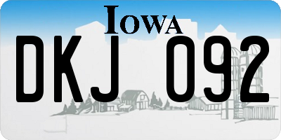 IA license plate DKJ092