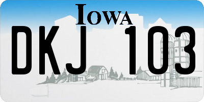 IA license plate DKJ103