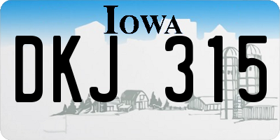IA license plate DKJ315