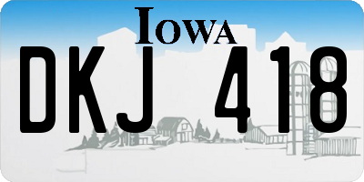IA license plate DKJ418