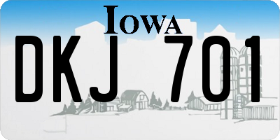 IA license plate DKJ701