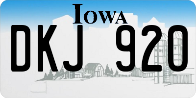 IA license plate DKJ920